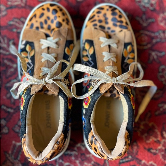 🎉H-P🎉 JOHNNY WAS Olivia Leopard Floral Women’s Embroidered Sneakers Comfy Sz 7 - Picture 9 of 16